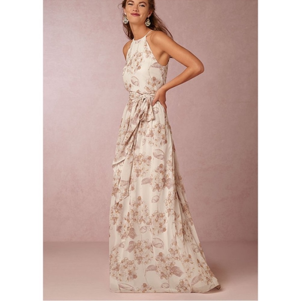 Anthropologie Donna Morgan Chiffon Blush Alana Dress Sz 0
